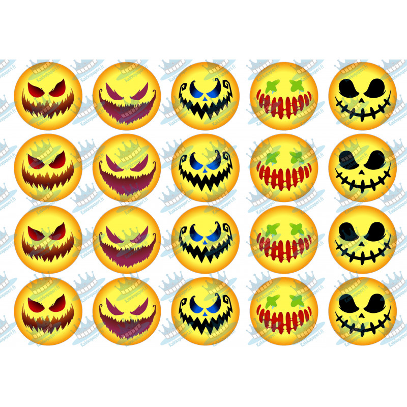 Scary Carved faces - Edible cup cake topper - Edible muffin topper