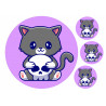 Cute Cat And Skull - Edible cake topper