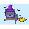 Cute Cat On Broom