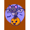 Cute Bat Cat with Pumpkin