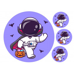 Astronaut Dracula Waving - Edible cake topper