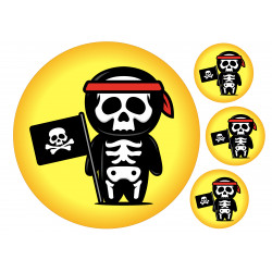 Luuranko ja merirorvolippu Jolly Roger - Syötävä kakkukuva kakkuun