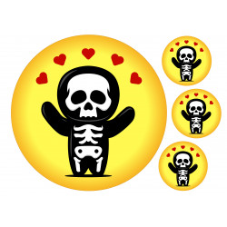 Skeleton With Hearts - Edible cake topper