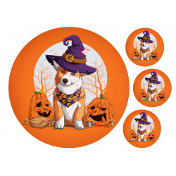 En halloween corgi - En ätbar tårtbild för en kaka