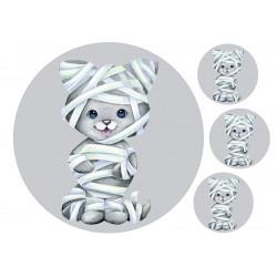 Happy Cat Mummy Watercolor - Edible cake topper