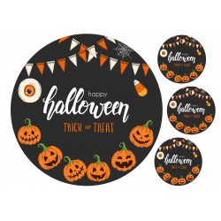 Happy Halloween Pumpkins text - Edible cake topper