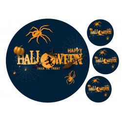 Happy Halloween Full Moon text - Edible cake topper