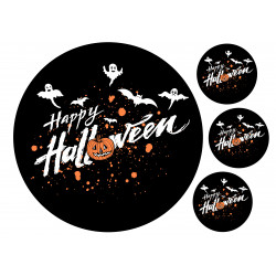 Happy Halloween Ghosts Text - Edible cake topper