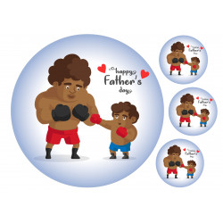 Father's Day - Father and son boxing - edible cake topper