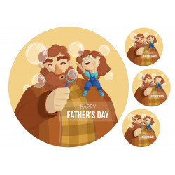 Father and child playing with bubbles - edible cake topper