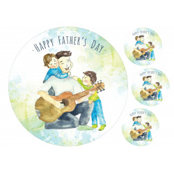 Watercolor Guitar Dad - edible cake topper