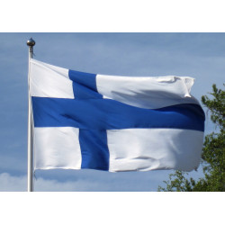 The Finnish Flag waving in the wind - edible cake topper