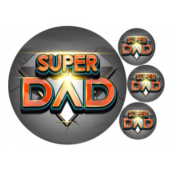 Gray Super Dad text - edible cake topper