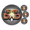 Gray Super Dad text - edible cake topper