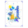 Ti-Ti Bear - 1 year birthday blue - edible cake topper