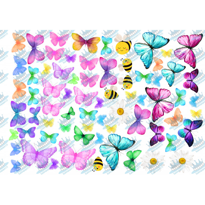 Butterflies, flowers and bees - cake decoration