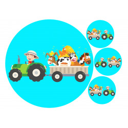 A child driving a tractor  - Edible cake topper