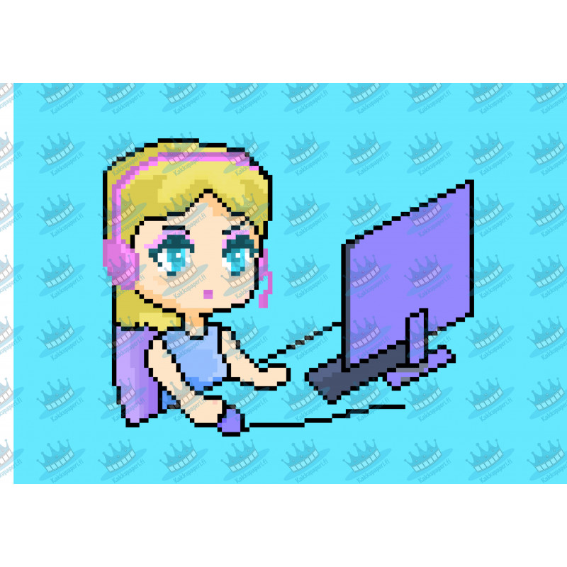 Pixel gamer girl - Edible cake topper