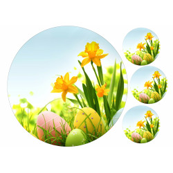 Easter - Easter eggs and narcissus - edible cake topper