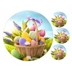 Easter - Easter eggs in basket - edible cake topper