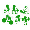 Sporty kids - green silhouettes - Edible cutouts