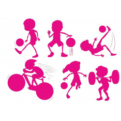 Sporty kids - pink silhouettes - Edible cutouts