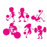 Sporty kids - pink silhouettes - Edible cutouts