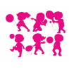 Playing children - pink silhouettes - Edible cutouts