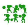 Playing children - green silhouettes - Edible cutouts