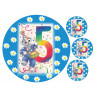 Ti-TI Bear 5 years birthday blue - edible cake topper