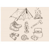 Illustrated camping equipment - edible cake topper