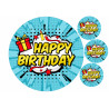 Blue pop art Happy birthday - Edible cake topper