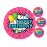 Pink pop art Happy birthday - Edible cake topper