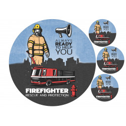 Firefighter Poster - Edible cake topper