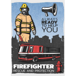 Firefighter Poster - Edible cake topper