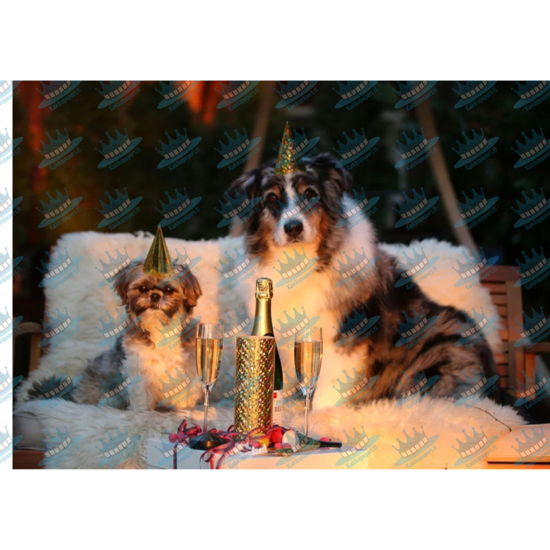 Party animals - Celebrating dogs - Edible cake topper