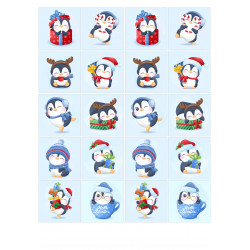 Cute Christmas Penguins - Edible muffin topper