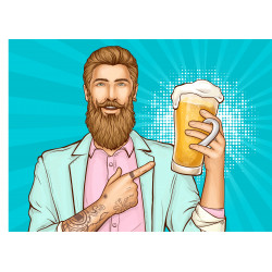 Hipster having a beer - edible cake topper