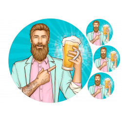 Hipster having a beer - edible cake topper