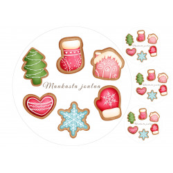 Gingerbread Cookie Collection with Christmas wishes - edible cake topper