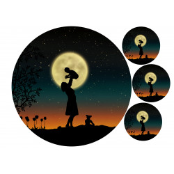 Mother and children in the moonlight - Edible cake topper