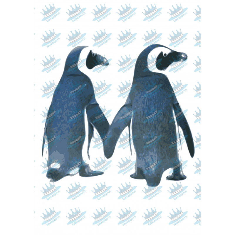 Illustrated penguins - Edible cake topper