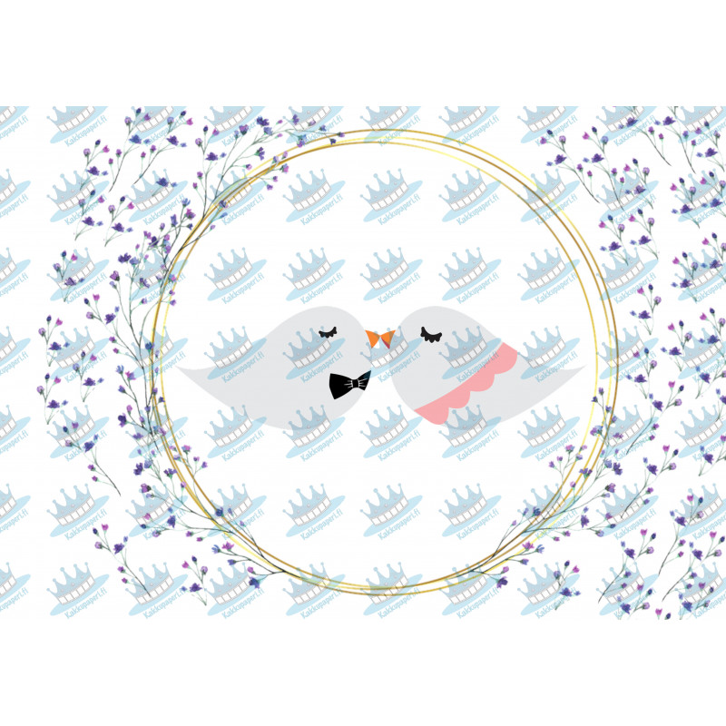 Brudparfåglar - Ätbar tårtbild för tårta