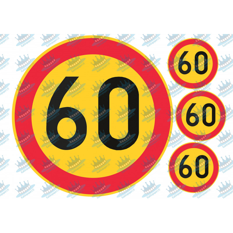 Edible cake topper  - Danger! 60 speed limit - edible cake topper