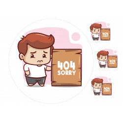 Sad child with 404 error - Edible cake topper