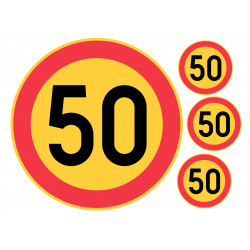 Edible cake topper  - Danger! 50 speed limit - edible cake topper