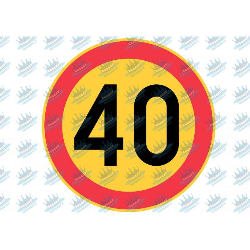 Edible cake topper  - Danger! 40 speed limit - edible cake topper