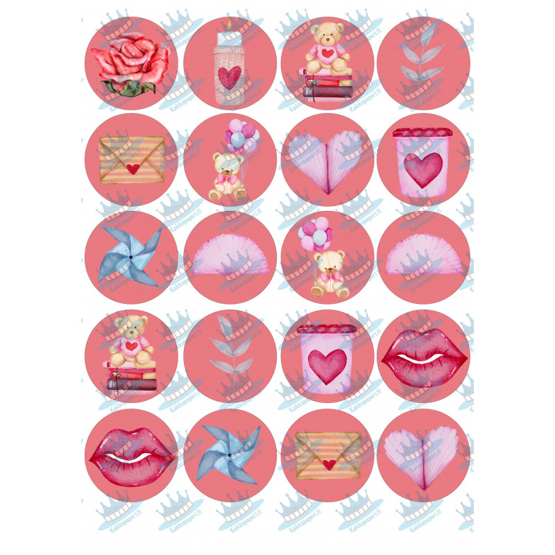 Loving items Watercolor - Edible cup cake topper - Edible muffin to...