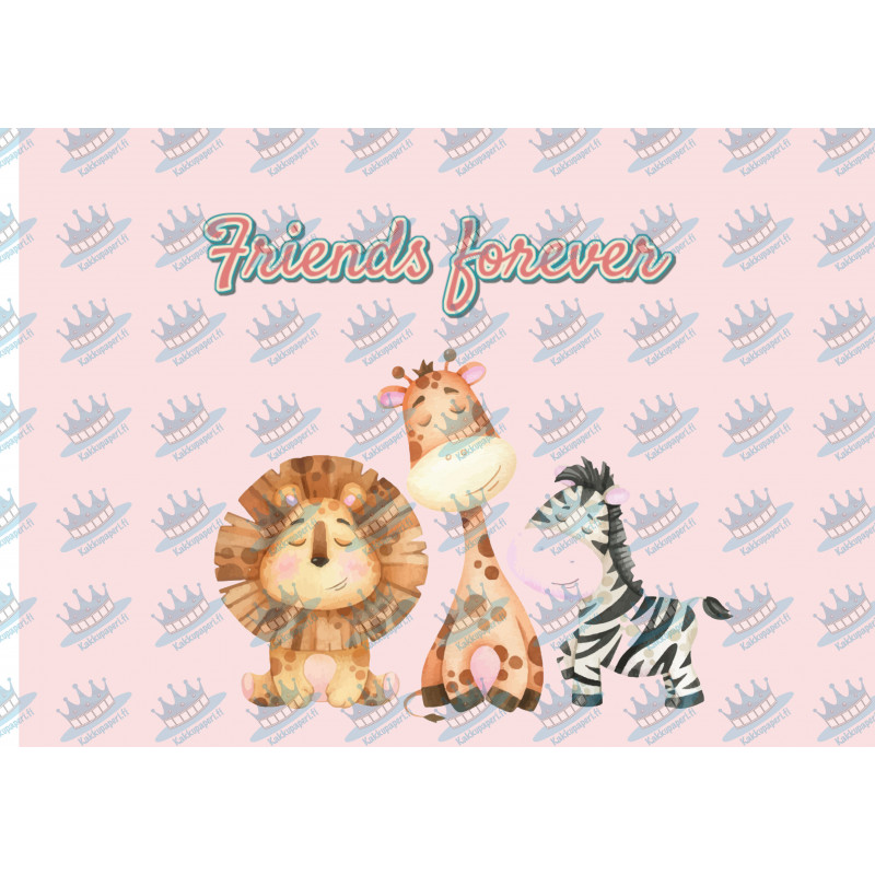 Friends forever - lion, giraffe and zebra - Edible cake topper