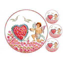 Cupid and pigeons - Edible cake topper